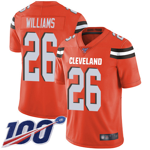 Cleveland Browns Greedy Williams Men Orange Limited Jersey #26 NFL Football Alternate 100th Season Vapor Untouchable